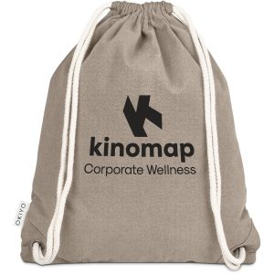 Okiyo Kinchaku Recycled Canvas Drawstring Bag in Stone