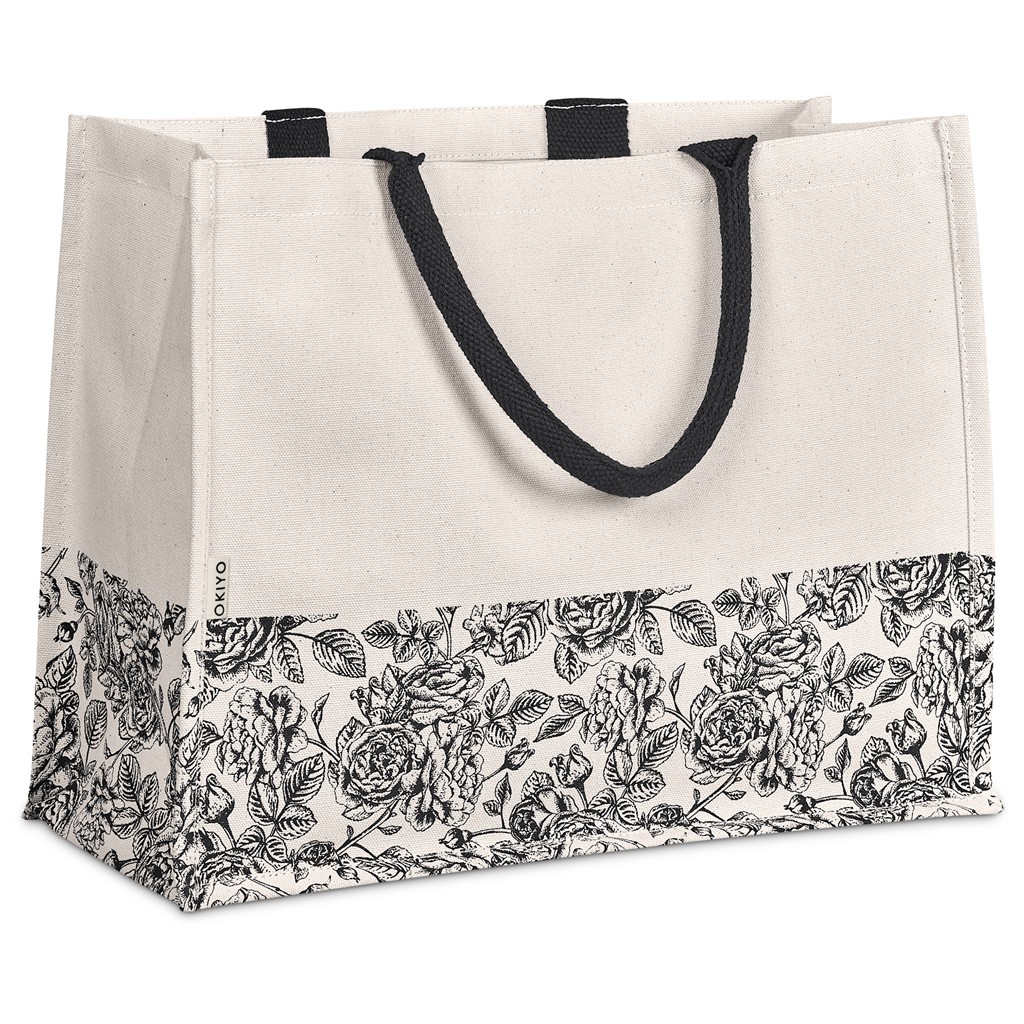 Okiyo Hana Printed Cotton Tote – Black