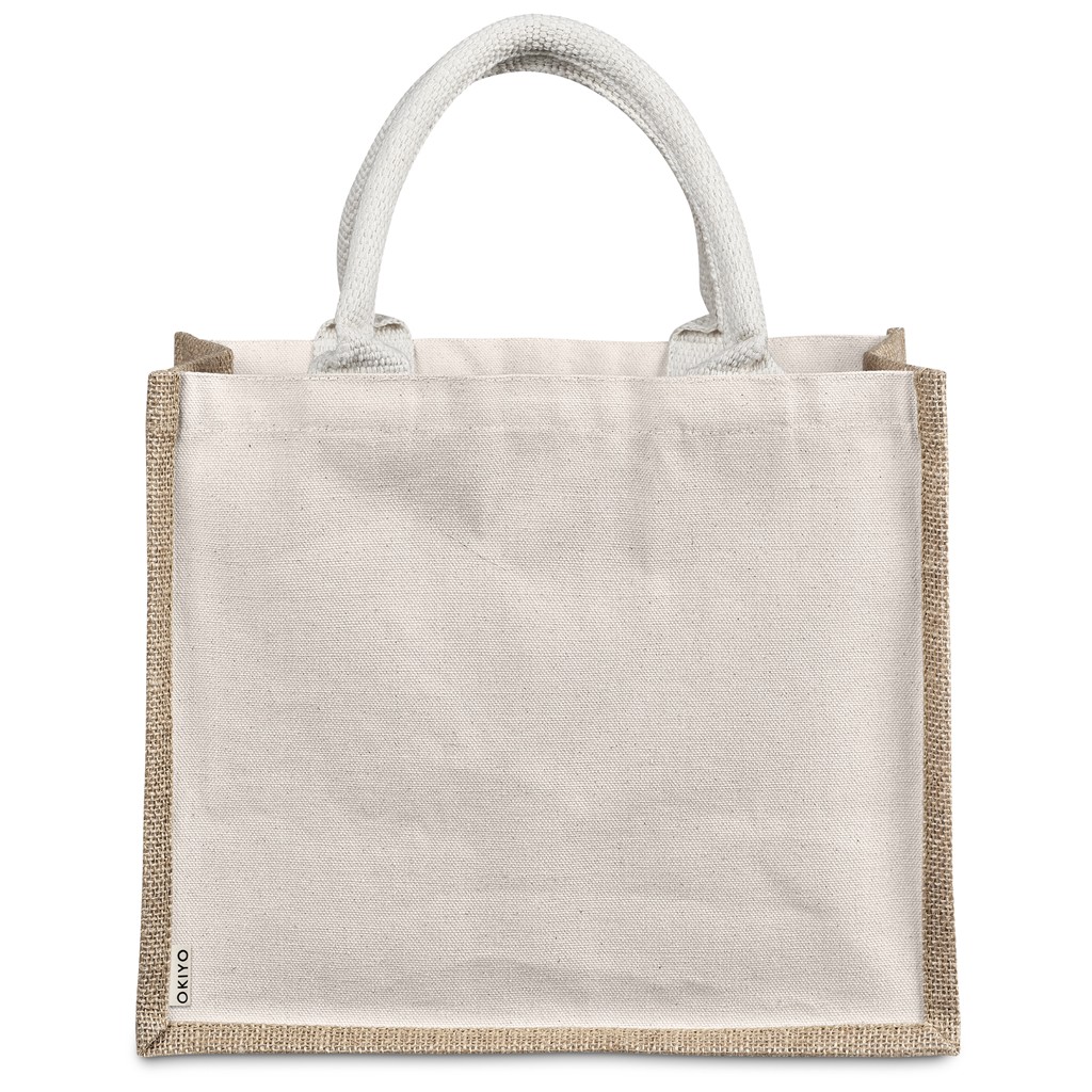 Okiyo Chinsai Midi Jute & Cotton Tote – Natural