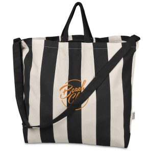 Okiyo Natsuri Recycled Cotton Canvas Large Beach Bag in Black