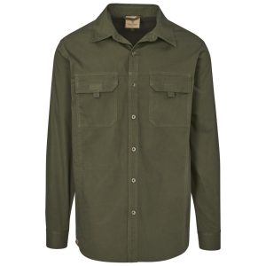 Mens Long Sleeve Mawenzi Twill Shirt in Olive