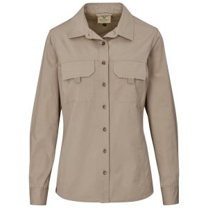 Ladies Long Sleeve Mawenzi Twill Shirt in Khaki