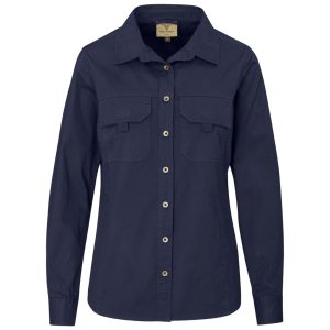 Ladies Long Sleeve Mawenzi Twill Shirt in Navy