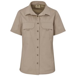 Ladies Short Sleeve Mawenzi Twill Shirt in Khaki