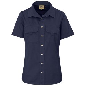 Ladies Short Sleeve Mawenzi Twill Shirt in Navy