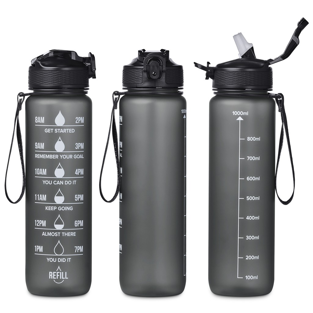 Eva & Elm Neptune Plastic Water Bottle - 1 Litre – Black