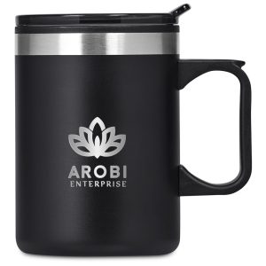 Kooshty Angelo Stainless Steel & Plastic Double-Wall Mug – 360ml in Black