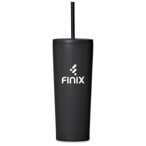Kooshty Concorde Stainless Steel & Plastic Double-Wall Tumbler & Straw - 720ml in Black