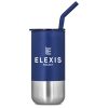 Kooshty Cheerio Stainless Steel & Plastic Double-Wall Tumbler & Straw – 480ml - Navy