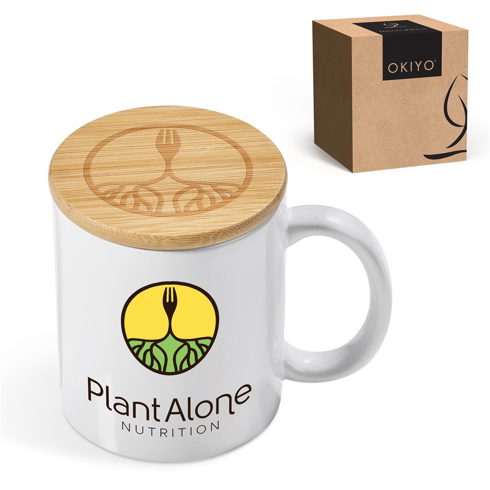 Okiyo Sozo Bamboo & Ceramic Sublimation Coffee Mug - 330ml – Solid White