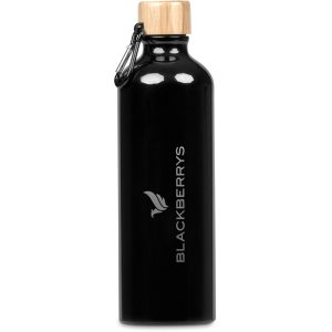 Serendipio Origen Aluminium & Bamboo Water Bottle – 750ml in Black