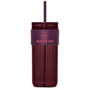 Serendipio Mayfair Plastic Tumbler & Straw – 650ml in Maroon