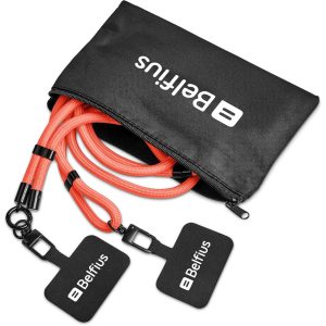Altitude Fusion Crossbody & Wrist Phone Strap Set in Pouch in Coral