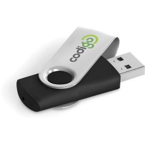 Axis Gyro Black Flash Drive - 32GB in Silver