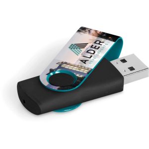 Axis Gyro Black Flash Drive - 32GB in Turquoise