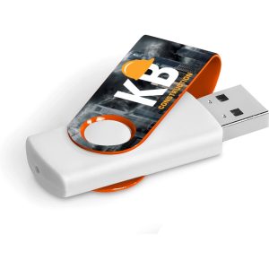 Axis Gyro White Flash Drive - 32GB in Orange