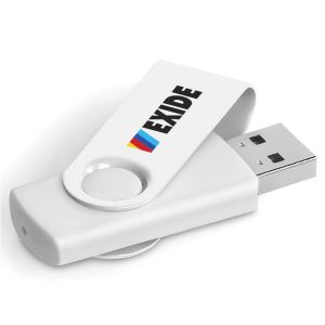 Axis Gyro White Flash Drive - 32GB in Solid White