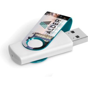 Axis Gyro White Flash Drive - 32GB in Turquoise