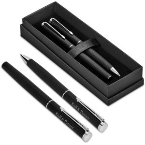 Alex Varga Mollino Ball Pen & Rollerball Set in Black