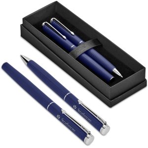 Alex Varga Mollino Ball Pen & Rollerball Set in Navy