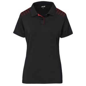 Ladies Aerogrid Golf Shirt in Black Red