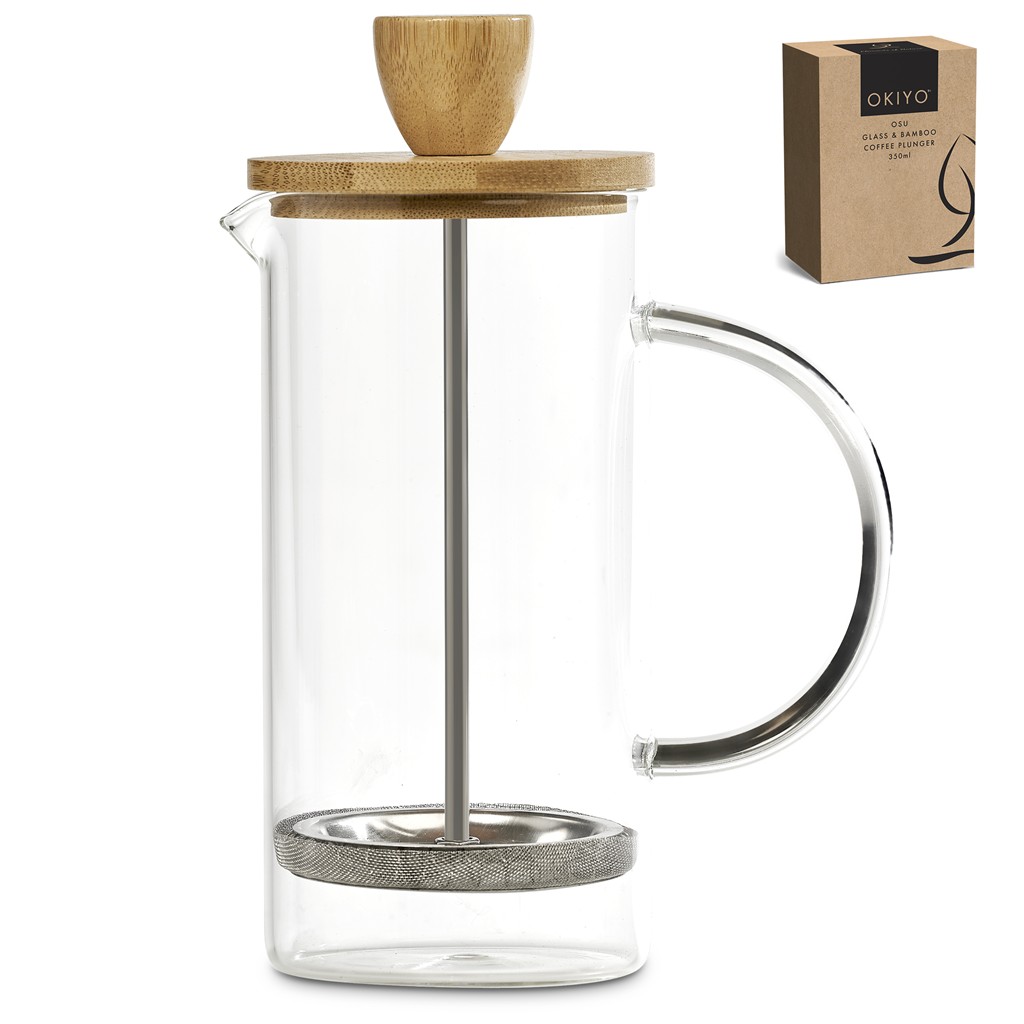 Okiyo Osu Glass & Bamboo Coffee Plunger - 350ml – Natural
