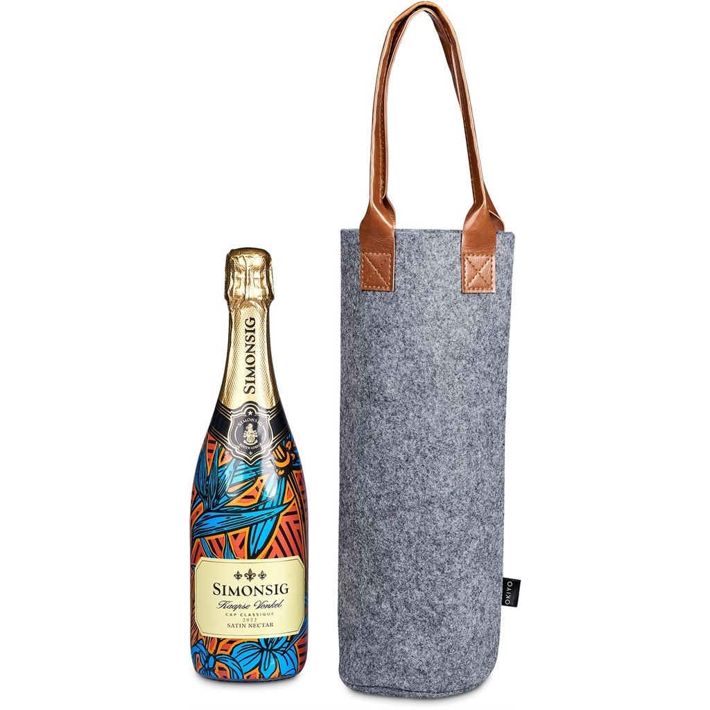 Okiyo Tahada RPET Felt Wine Tote – Grey