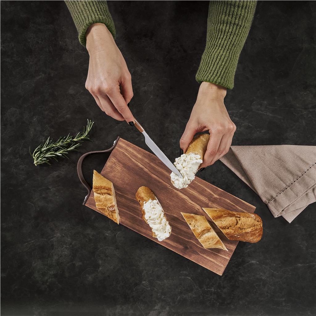 Serendipio Small Tea Time Wooden Tray with Leather Strap – Natural