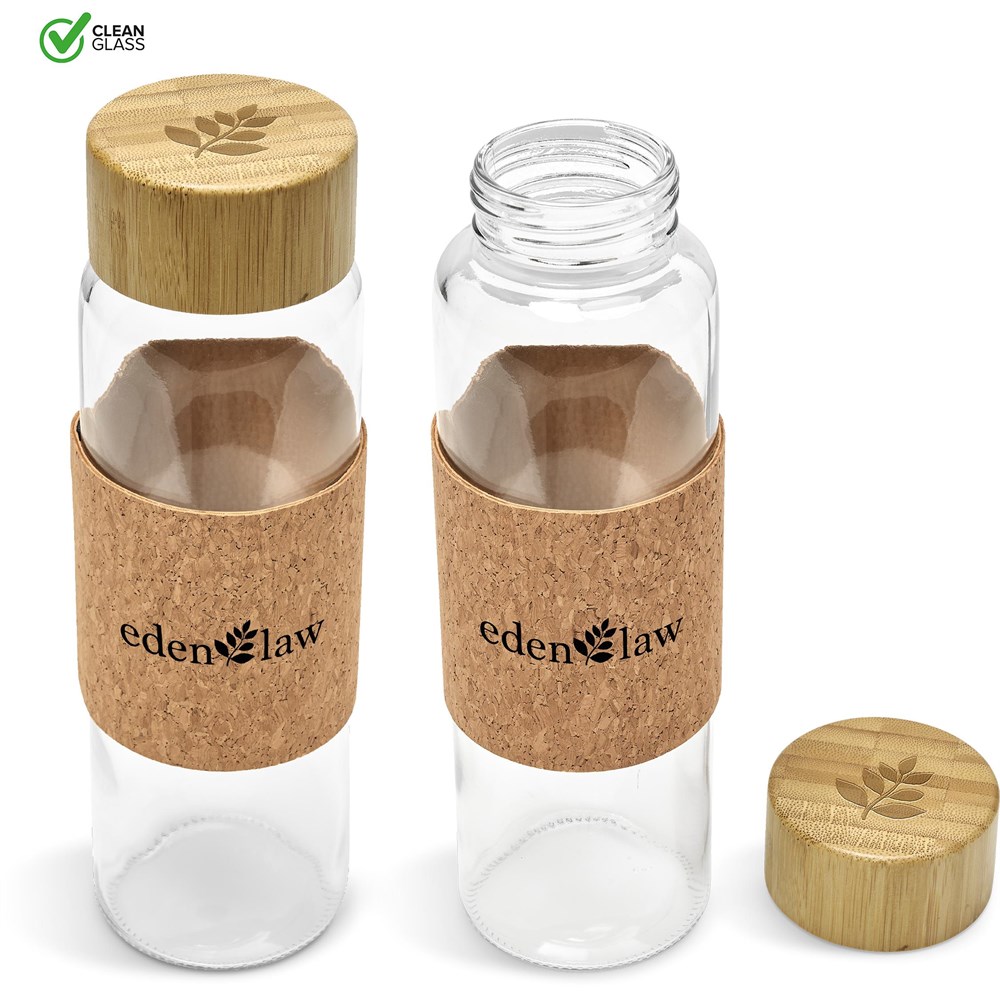 Kooshty Clear Bamboost Glass Water Bottle - 700ml – Natural