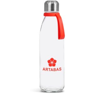 Kooshty Loopy Glass Water Bottle - 650ml in Red