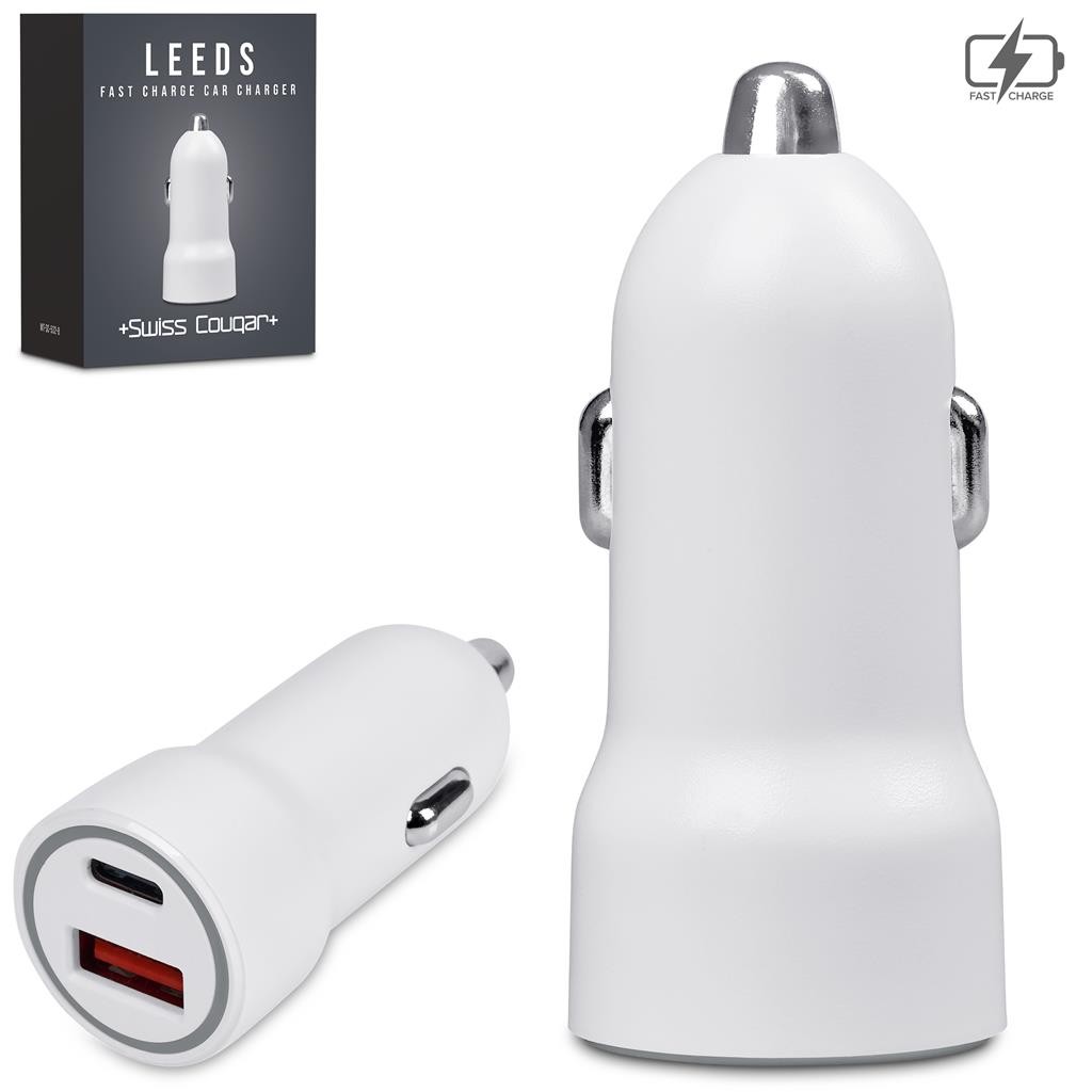 Swiss Cougar Leeds Fast Charge Car Charger – Solid White