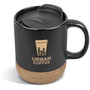 Serendipio Sienna Cork & Ceramic Coffee Mug - 340ml in Black