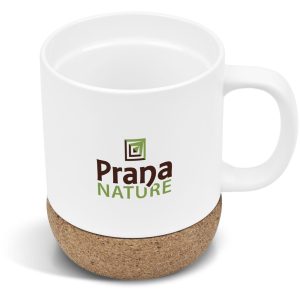 Serendipio Sienna Cork & Ceramic Coffee Mug - 340ml in Solid White