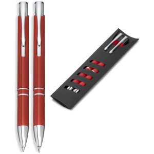 Electra Ball Pen & Pencil Set in Red