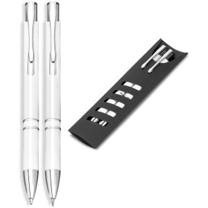 Electra Ball Pen & Pencil Set in Solid White