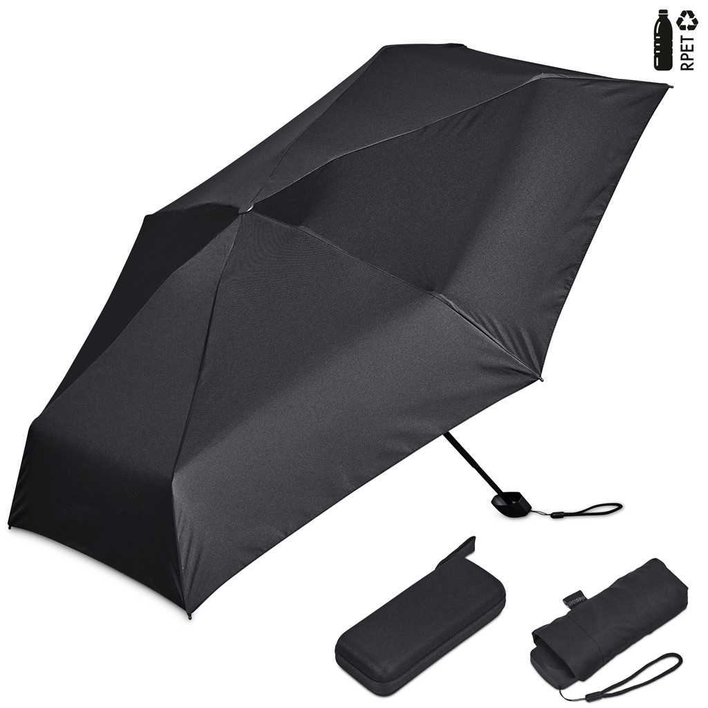 Serendipio Salem Recycled PET Compact Umbrella with EVA Pouch β Black