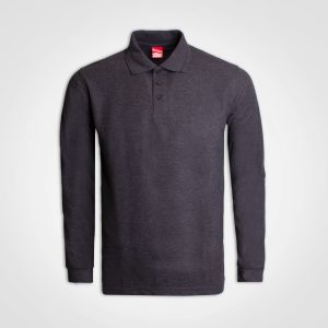 Long Sleeve Golfer in Charcoal Melange
