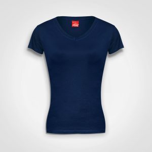 Ladies Fitted V-Neck T-Shirt in Navy