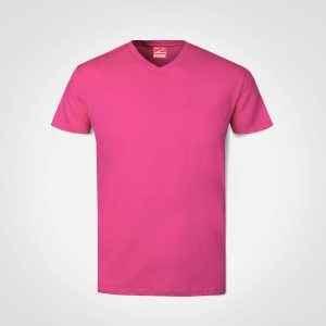 Unisex V-Neck T-Shirt in Fuchsia