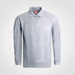 Long Sleeve Golfer in Grey Melange