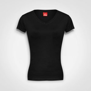 Ladies Fitted V-Neck T-Shirt in Black