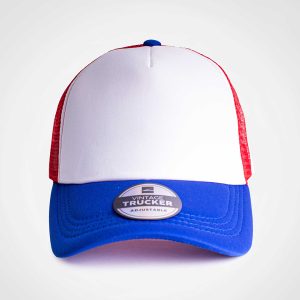 Vintage Trucker Three Tone Cap in Royal White Red
