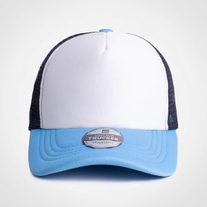 Vintage Trucker Three Tone Cap in Powder White Navy