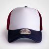 Vintage Trucker Three Tone Cap - Navy White Burgundy