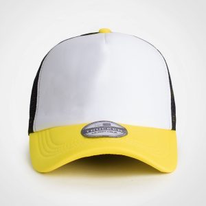 Vintage Trucker Three Tone Cap in Yellow White Black
