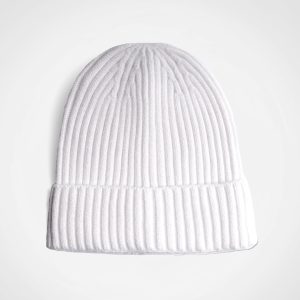 Glacier Ribbed Beanie in White