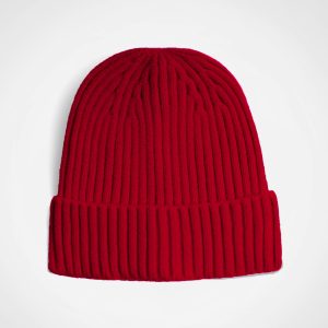 Glacier Ribbed Beanie in Red