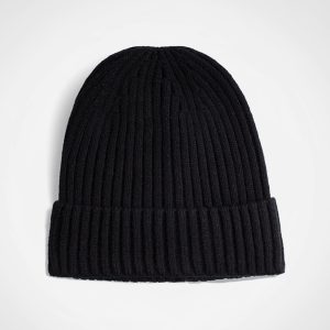 Glacier Ribbed Beanie in Black