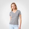 Ladies Fitted V-Neck T-Shirt - Grey Melange